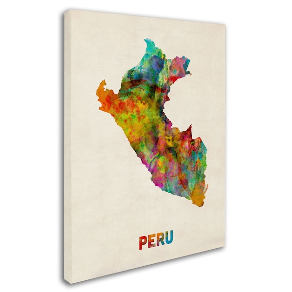 Michael Tompsett 'Peru Watercolor Map' Canvas Art,24x32